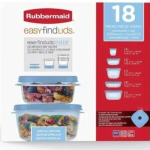 Rubbermaid Easy Find Lids Food Storage-Containers (Ice Blue, 18-Piece Set)
