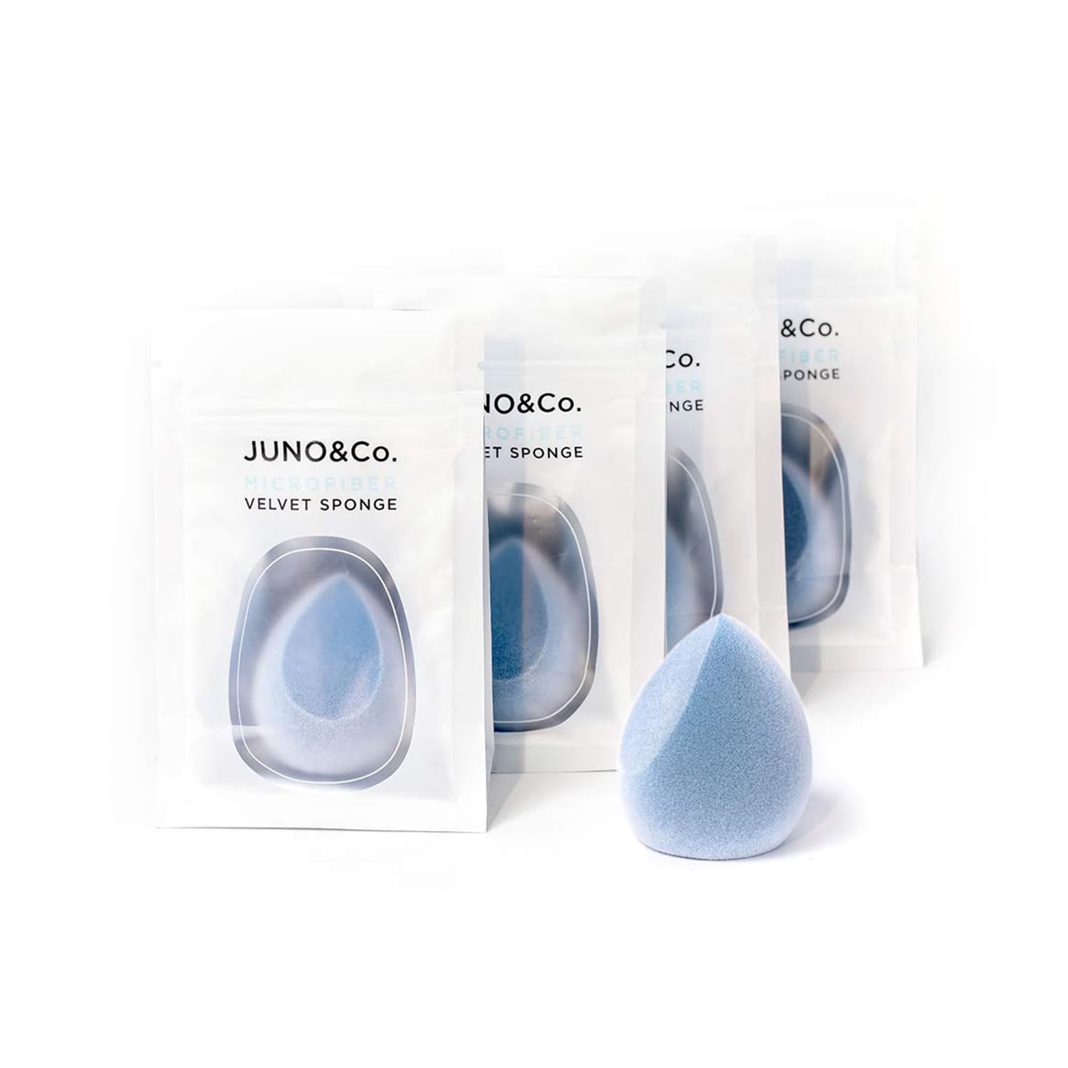 JUNO & Co. Microfiber Velvet Sponge, Latex-Free, Dual Layer Technology, Flawless Makeup Blender for Foundations, Powders and Creams (4 Velvet Sponge Bundle) - Image 3