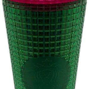 Spring 2023 Watermelon Grid Green w/Green Straw and Pink Lid 24 oz Tumbler