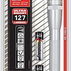Mini LED 2-Cell AA Flashlight with Holster, Silver