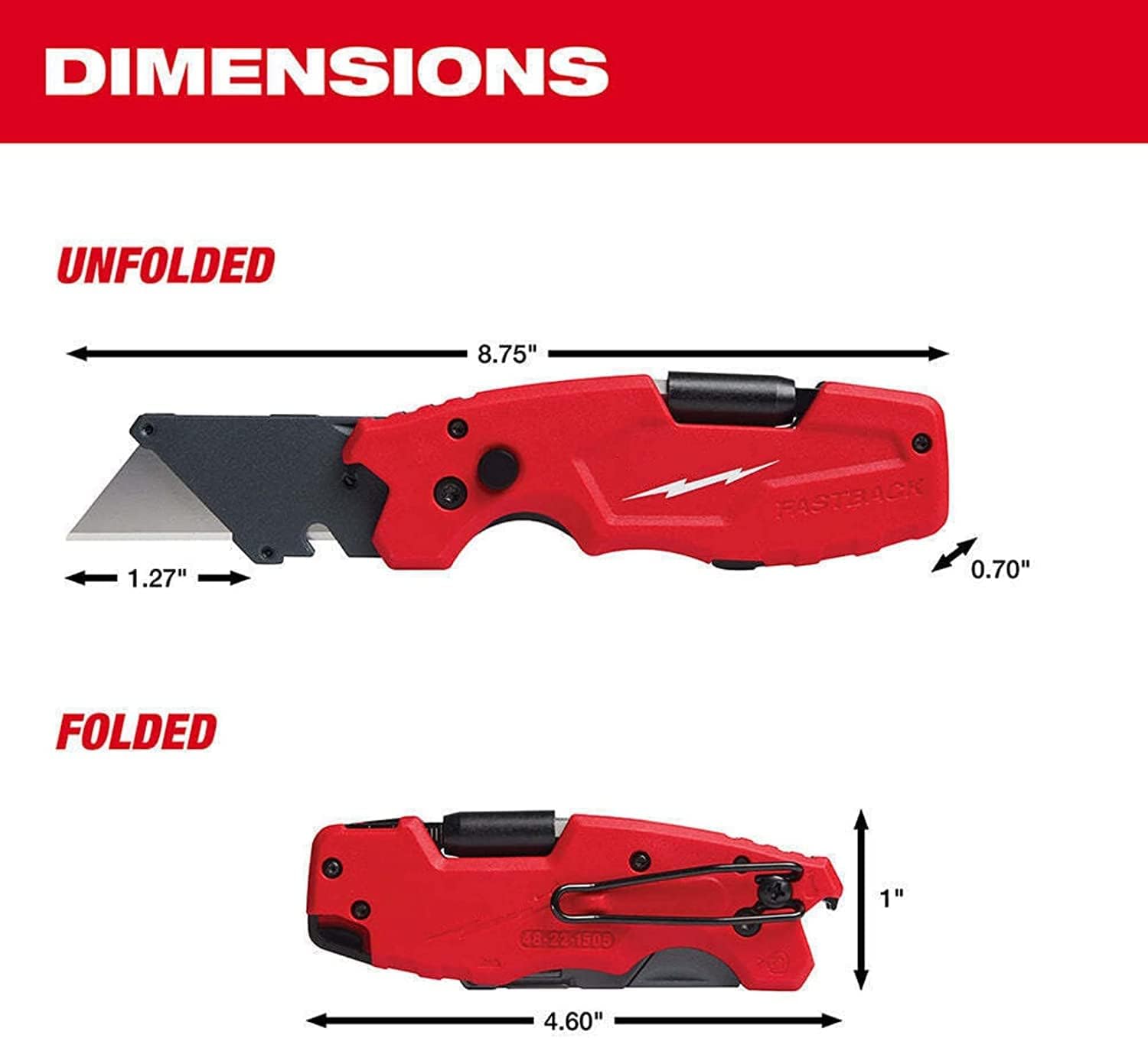 For Tool 48-22-1505 Fastback™ 6In1 Folding Utility Knife - Image 2