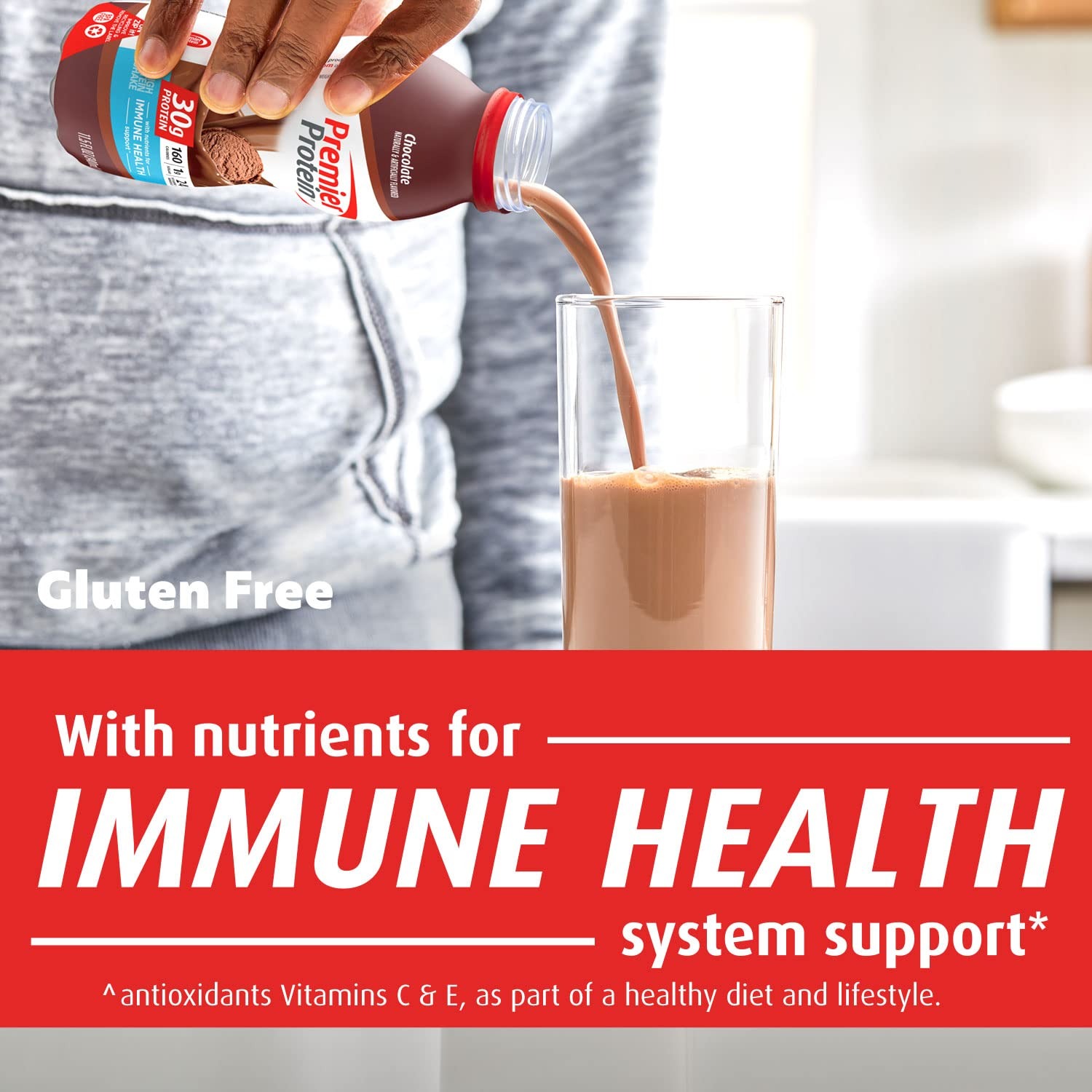 Premier Protein Shake, Chocolate, 30g Protein 1g Sugar 24 Vitamins Minerals Nutrients to Support Immune Health, 11.5 fl oz (Pack of 12) - Image 3