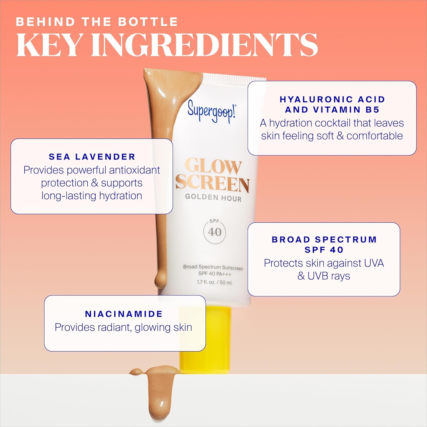 Supergoop! Glowscreen SPF 40, Sunrise (Champagne Glow) - 1.7 fl oz - Glowy Primer + Broad Spectrum Sunscreen - Helps Filter Blue Light - Boosts Hydration with Hyaluronic Acid, Vitamin B5 & Niacinamide - Image 5