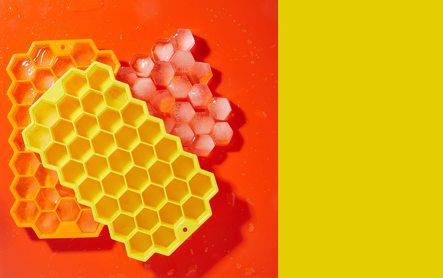 Evriholder Bee Chill Ice Trays, Silicone Ice Tray (2 Trays, Yellow and Orange) - Image 2