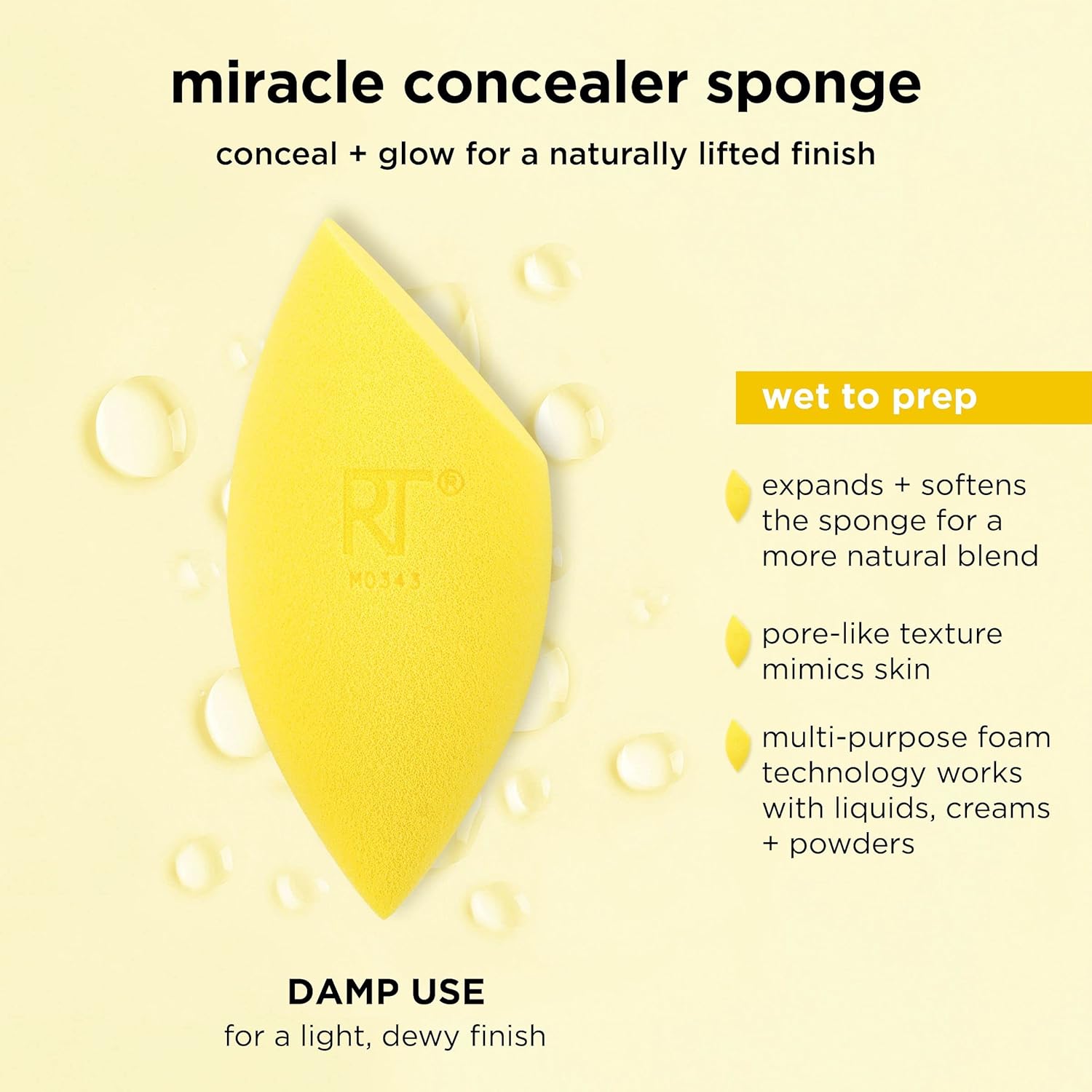 Real Techniques Miracle Complexion Sponge + Concealer Sponge Duo, Makeup Blending Sponges For Foundation & Concealer, Offers Light To Medium Coverage, Natural, Dewy Makeup, Latex-Free Foam 2 Count - Image 4