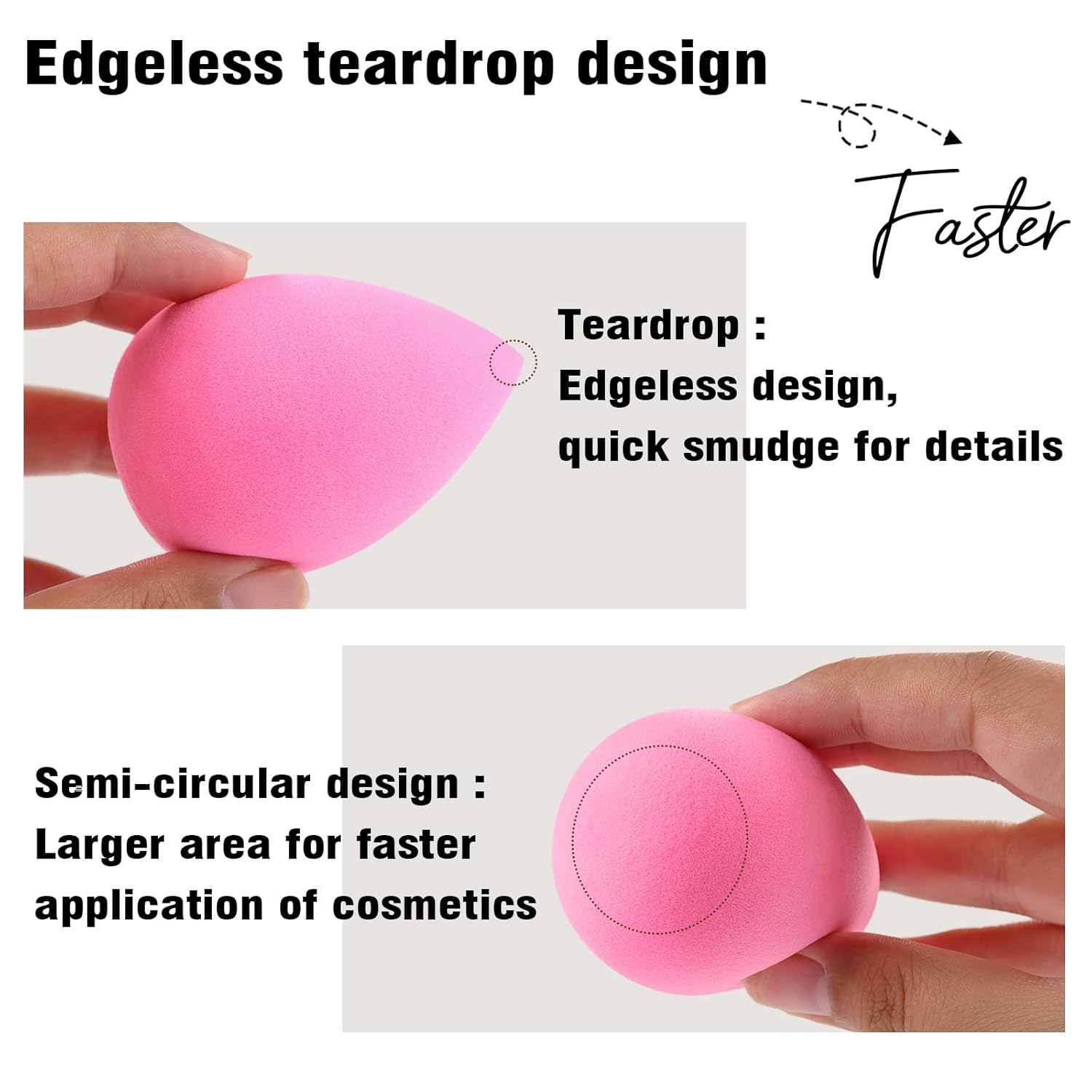 Foonbe | 6 Pcs Makeup Sponges Set | Multipurpose Sponge for Liquid Foundation, Cream, and Powder | 0% Latex and Super Soft Makeup Blender | Beauty Gift Set | Wonder Sponge for Cosmetic | Pink - Image 5