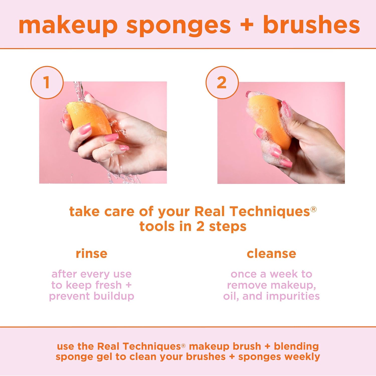 Real Techniques Miracle Complexion Sponge + Concealer Sponge Duo, Makeup Blending Sponges For Foundation & Concealer, Offers Light To Medium Coverage, Natural, Dewy Makeup, Latex-Free Foam 2 Count - Image 5