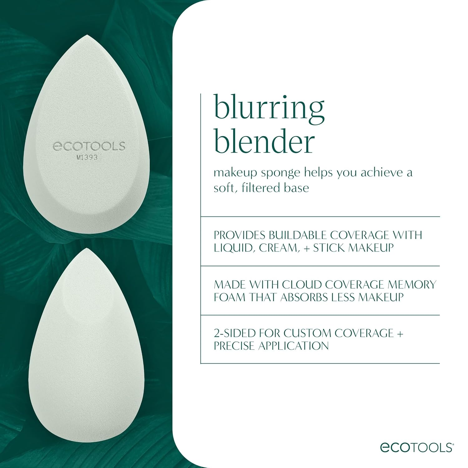EcoTools Blurring Blender Makeup Sponge, Makeup Blending Sponge For Blurred Skin, For Liquid & Cream Foundation, Cloud Coverage Memory Foam, Eco Friendly, Latex Free, Cruelty-Free & Vegan 1 Count - Image 11