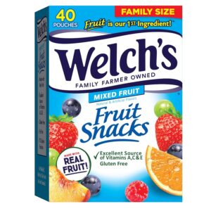 Welch's Fruit Snacks, Mixed Fruit Snack Box, Gluten Free, 0.8oz Snack Packs (Pack of 40)