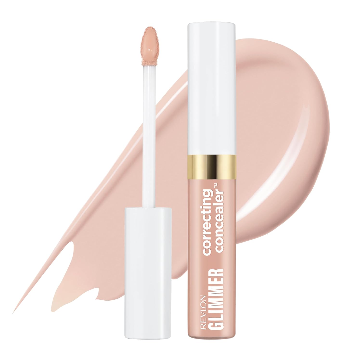 Revlon Glimmer Correcting Concealer, Liquid Under Eye Concealer, Made with Caffeine, Vitamin C, & Stevioside, 105, 0.3 fl oz