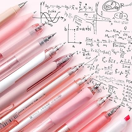 Four Candies 12Pack Pastel Gel Ink Pen Set, Cute Note Taking 0.5mm Fine Point Retractable 11 Pack Black Ink Pens with 1Pack Highlighter for Writing, School, Office (Pink) - Image 4
