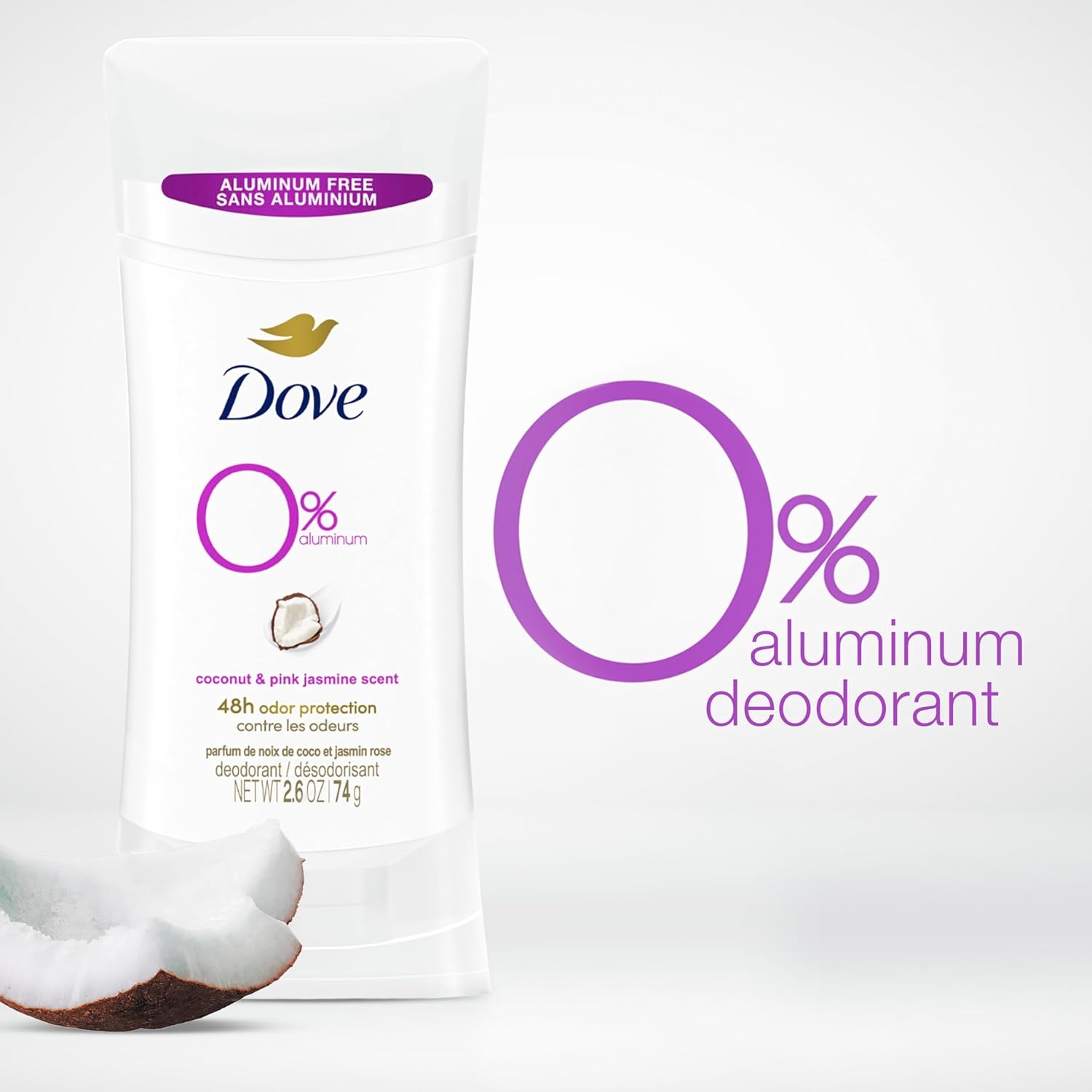 Dove Aluminum Free Deodorant for Women 24-Hour Odor Protection, Coconut and Pink Jasmine, 7.8 Oz, 3 Count - Image 6