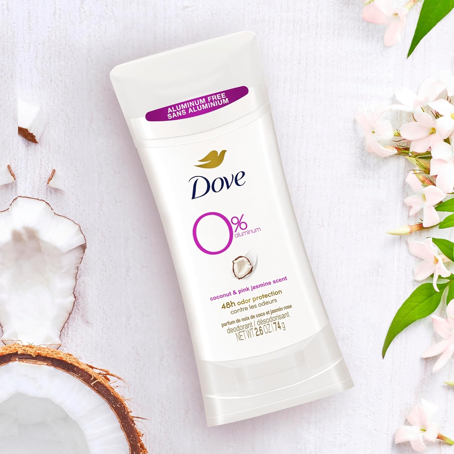 Dove Aluminum Free Deodorant for Women 24-Hour Odor Protection, Coconut and Pink Jasmine, 7.8 Oz, 3 Count - Image 3