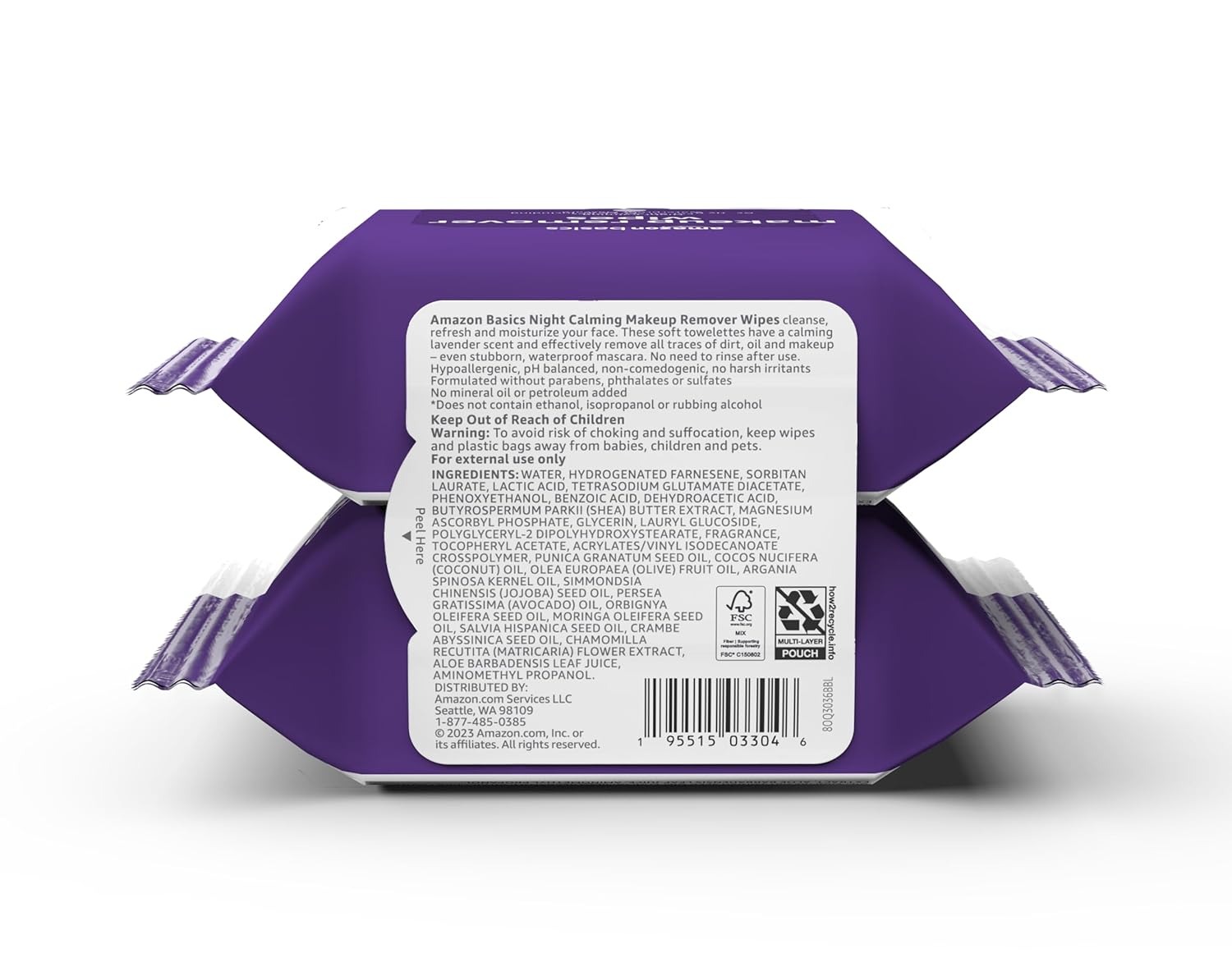 Amazon Basics Make Up Remover Wipes, Night Calming, 25 Count, Pack of 2 (Previously Solimo) - Image 5