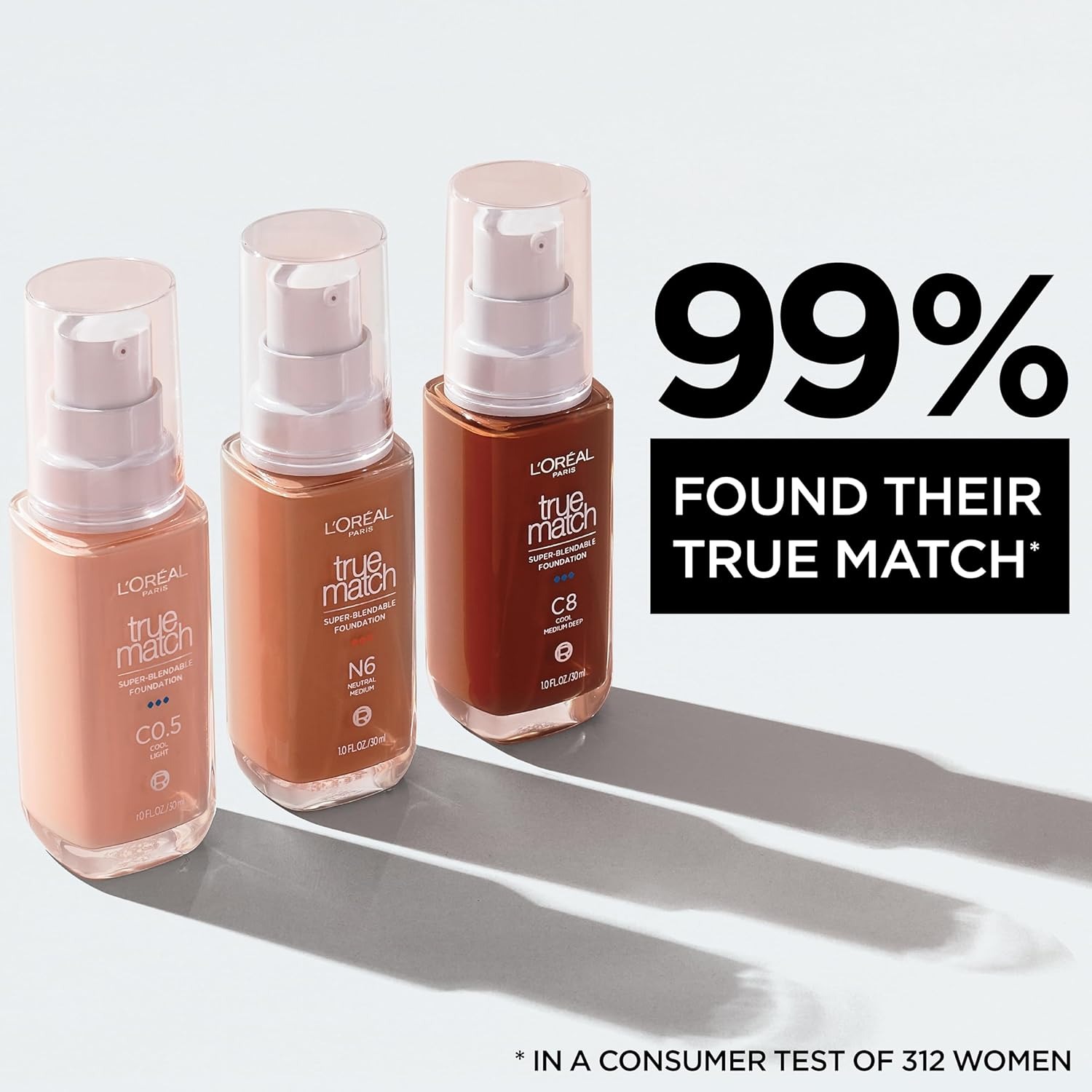 L’Oréal Paris True Match Super-Blendable Foundation, Medium Coverage Liquid Foundation Makeup, W4, Light Medium, 1 Fl Oz - Image 3