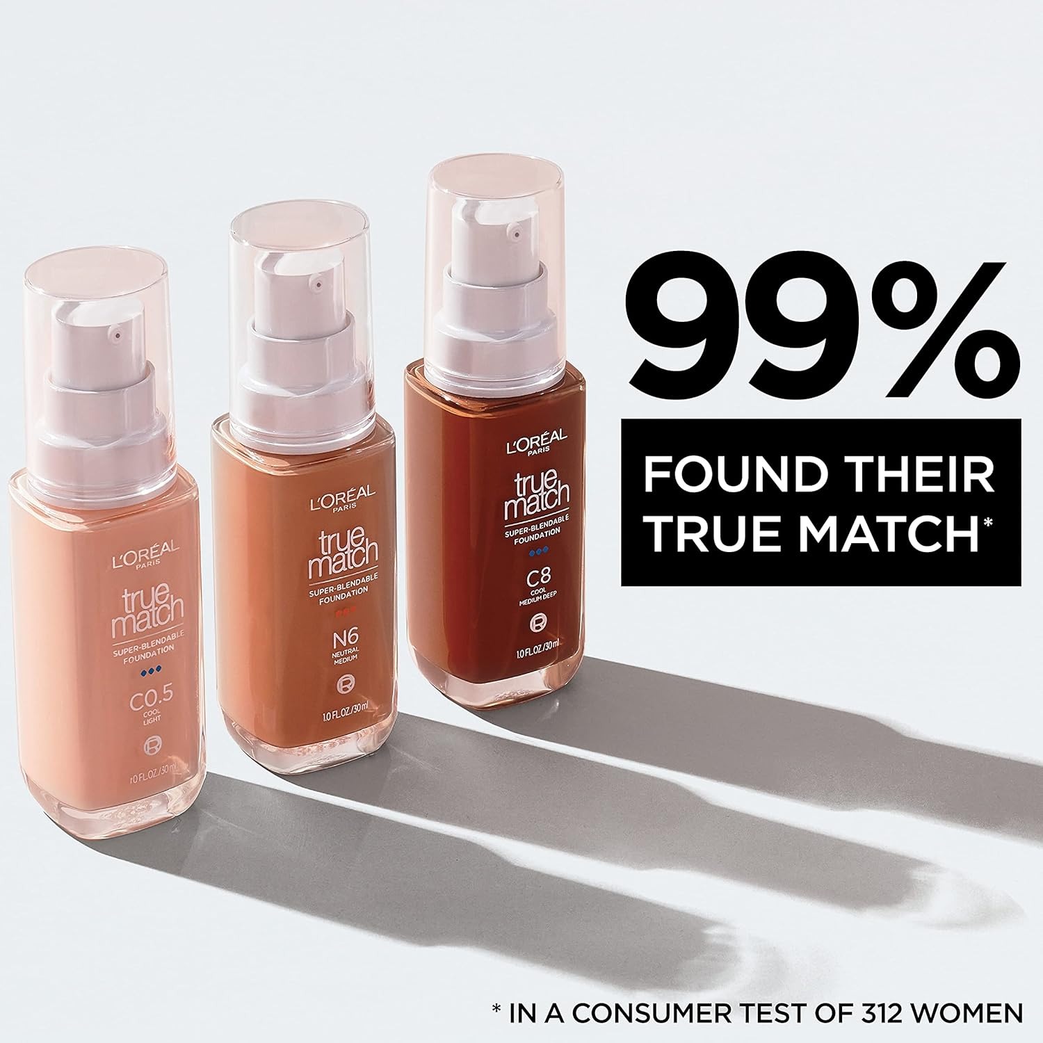 L’Oréal Paris True Match Super-Blendable Foundation, Medium Coverage Liquid Foundation Makeup, W4, Light Medium, 1 Fl Oz - Image 2